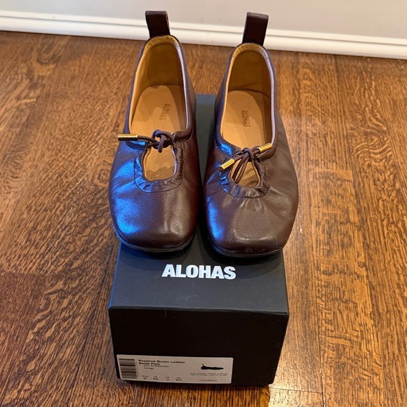 Alohas Brown Leather Ballet Flats - Picture 4 of 8